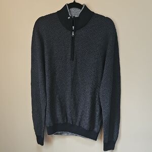 Robert Graham Quarter Zip Charcoal Sweater Business Casual 100% Cotton